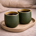 Handcrafted Matte Forest Green Ceramic Coffee Tumbler | Handleless Cup | Artisan Drinkware