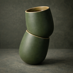 Handcrafted Matte Forest Green Ceramic Coffee Tumbler | Handleless Cup | Artisan Drinkware