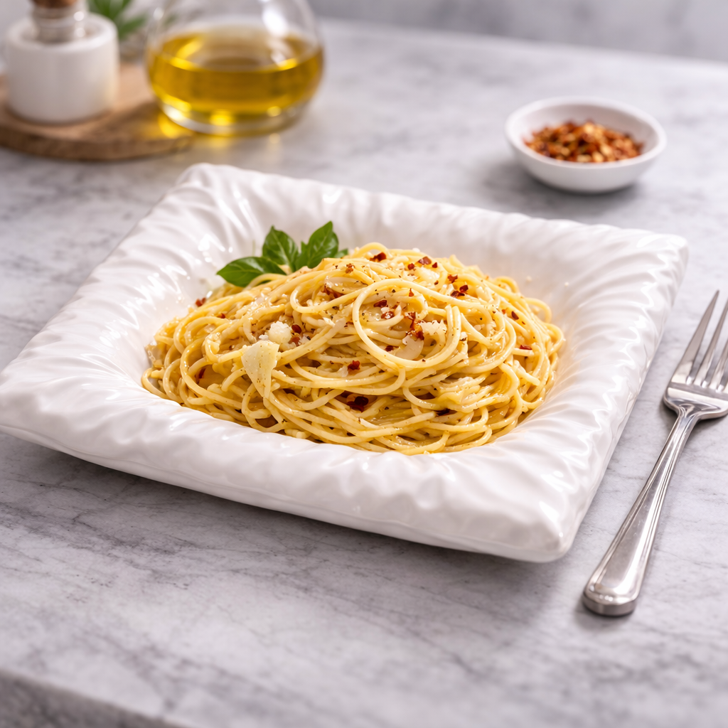 Handcrafted White Ceramic Serving Plate with Sculpted Pillow Border | Premium Dining Platter