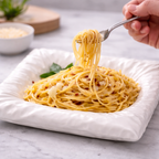 Handcrafted White Ceramic Serving Plate with Sculpted Pillow Border | Premium Dining Platter